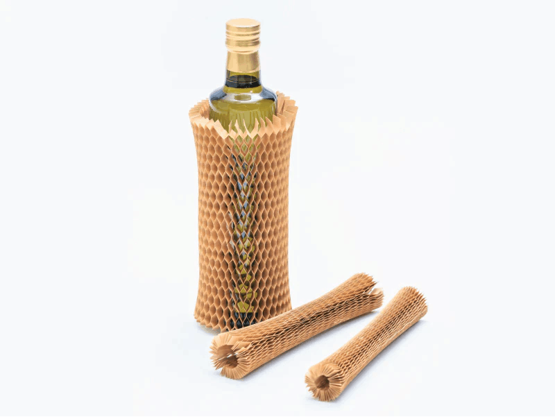 Customizable Bottle Sleeve Packaging Biodegradable Honeycomb Kraft Wrapping