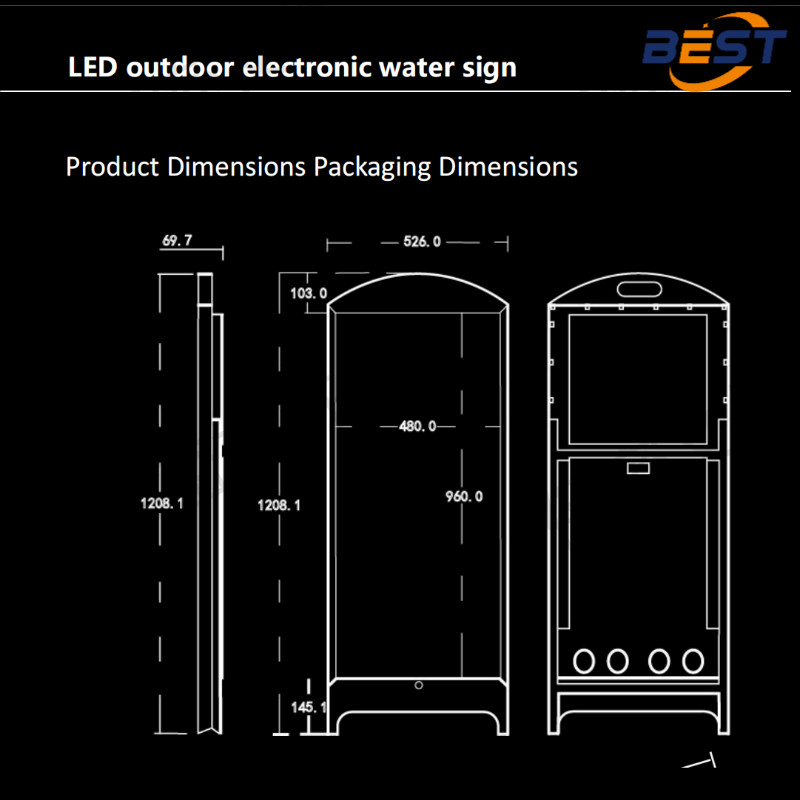 Outdoor Digital Menu Board with Battery 4500Nits IP65 Waterproof & Wide Temperature Range -25℃~55℃