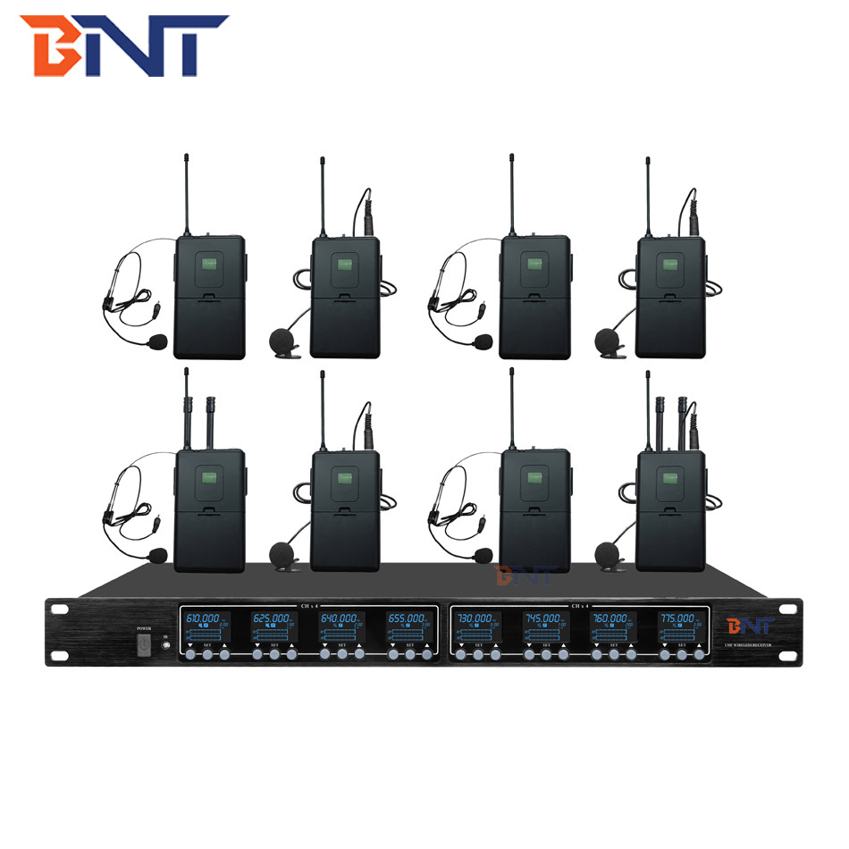 8 Channels Wireless Conference System Microphone Frequency Band UHF 640MHz - 690MHz