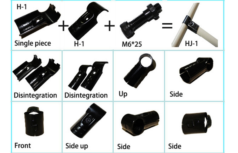 T-Joint Black Metal Clamp / Rust Protection Connector for ABS Coated Pipe