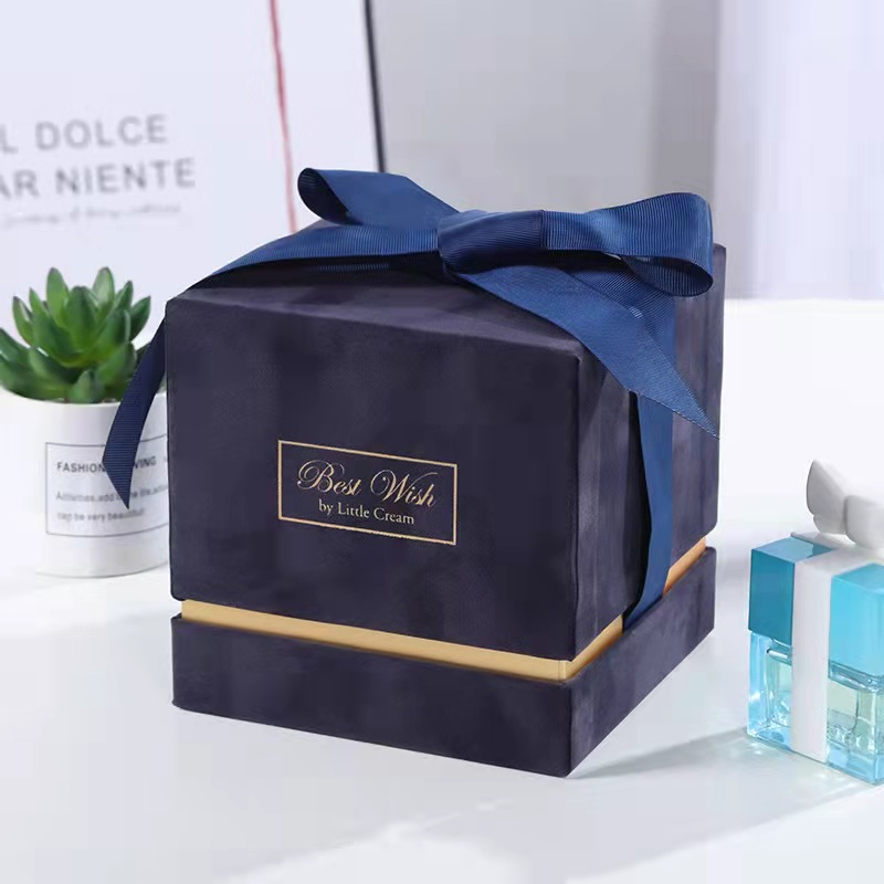 Square Velvet Jewelry Gift Box Xmas Packaging For Candles Cosmetic Perfume