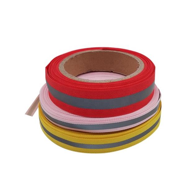 25mm 15mm Red Reflective Nylon Polypropylene Webbing Straps For Uniforms Shoes