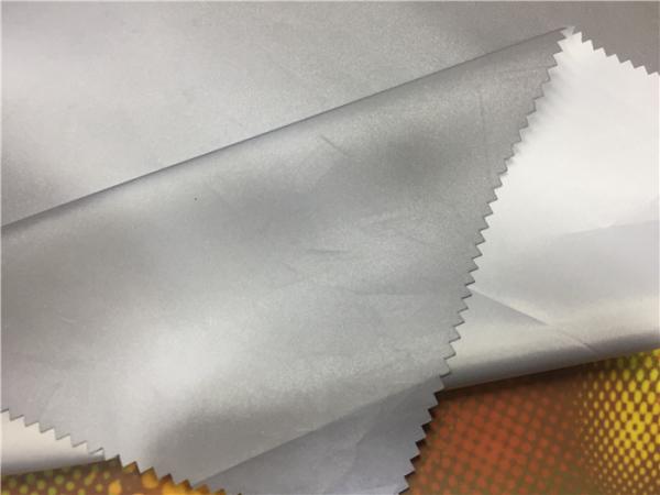 Silver PU Reflective Fabric Garment Leather Fabric 0.13mm For Outdoor Safety
