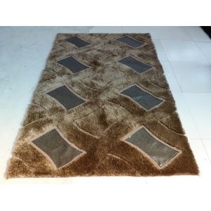China Pattern Rug Classic Color and Design Leather with Polyester Silk Shaggy Carpet 160x230cm Brown Beige Color available on sale