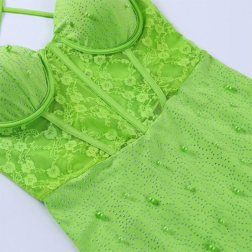 OEM maufactory girl slim hip skirt design sleeveless short polyester fashion lace beam waist stitching camisole dress