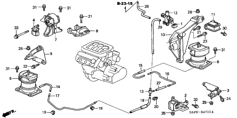 50800-S0x-A04 50820-S87-A81 Car Engine Mounting 50815-S87-A81 50805-S87-A80 For Honda Accord