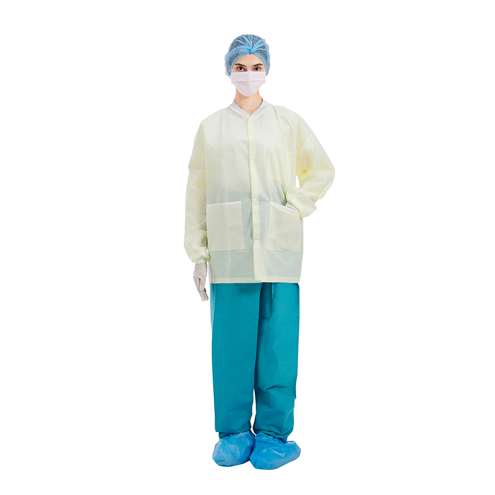 FDA Disposable Lab Coats , Long Sleeves Disposable Hospital Scrubs