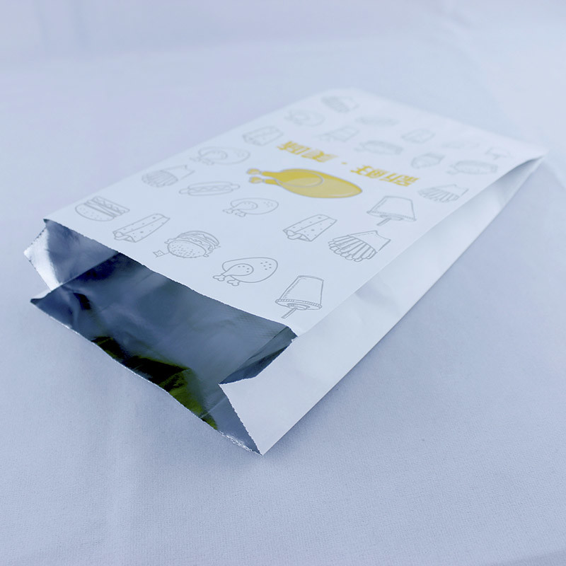 Aluminum Foil Lined Paper Bags Printed Disposable Hot Chicken Food Packaging