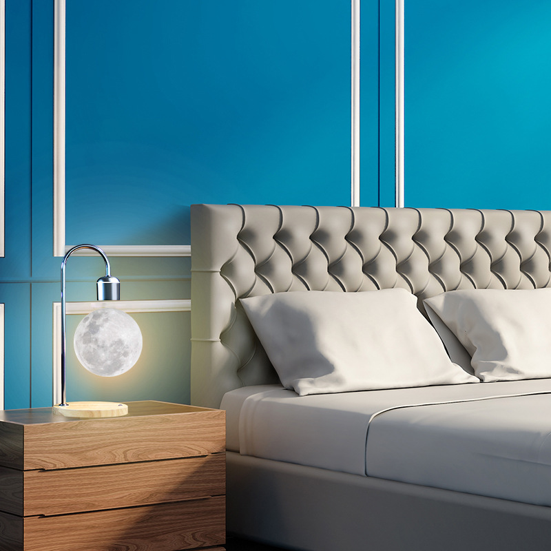 Creative 3D Floating Moon Light Unique Gifts Table Lamp Home Decoration Floating Lamp with Wireless Charging Function fo