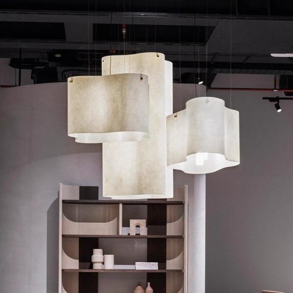 Wabi-sabi Classic Contemporary White Fabric Chandelier Aluminum Pendant Light