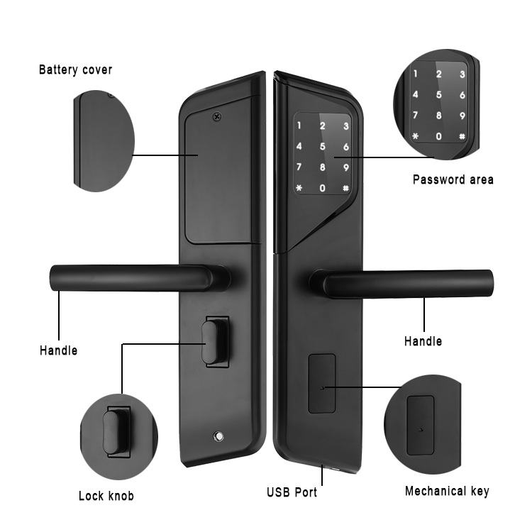 Aluminum Alloy Smart Hotel Lock Biometric Digital Card Door Lock