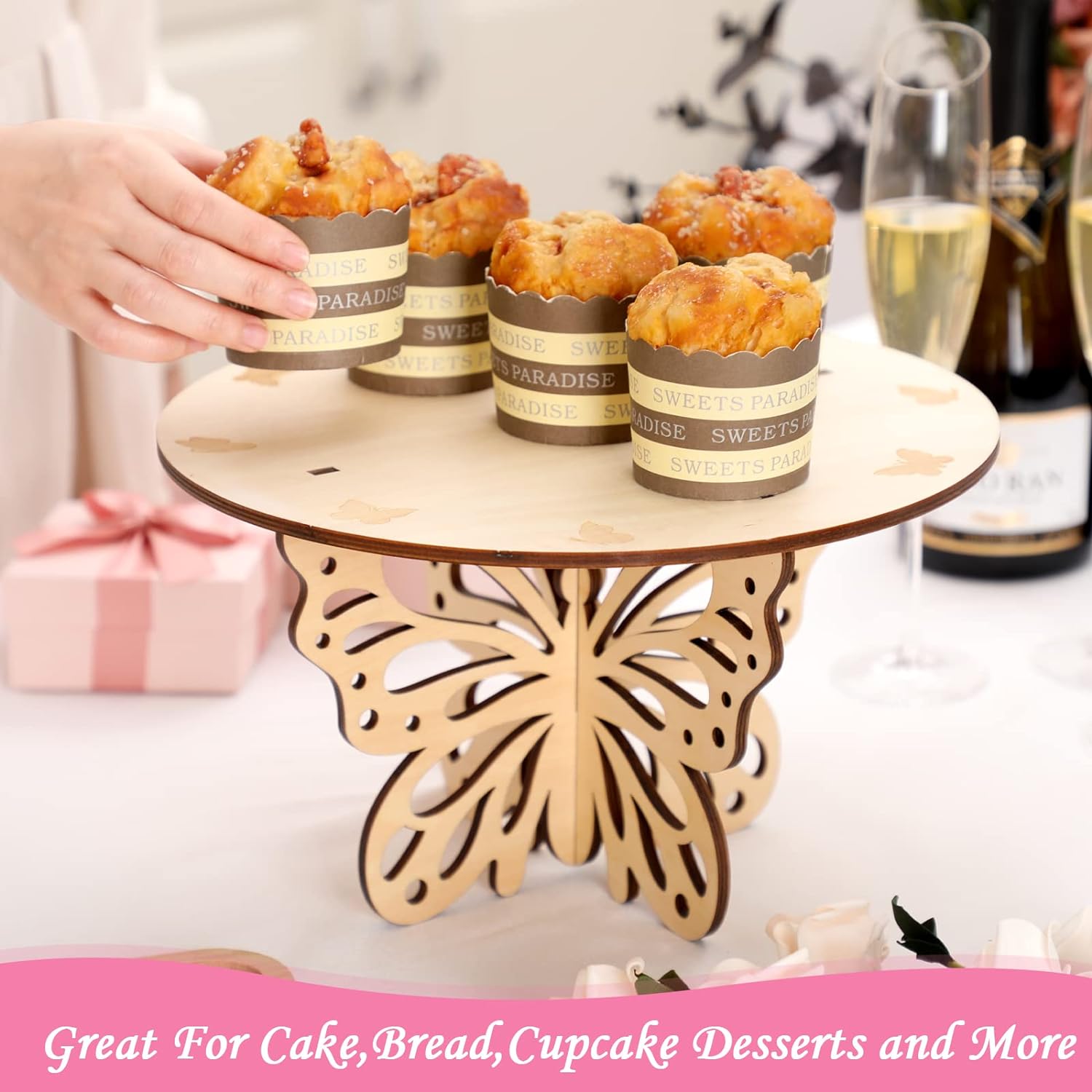 Butterfly Wood Cake Stand Wedding Baby Shower Birthday Rustic Table Centerpiece Party Decorations