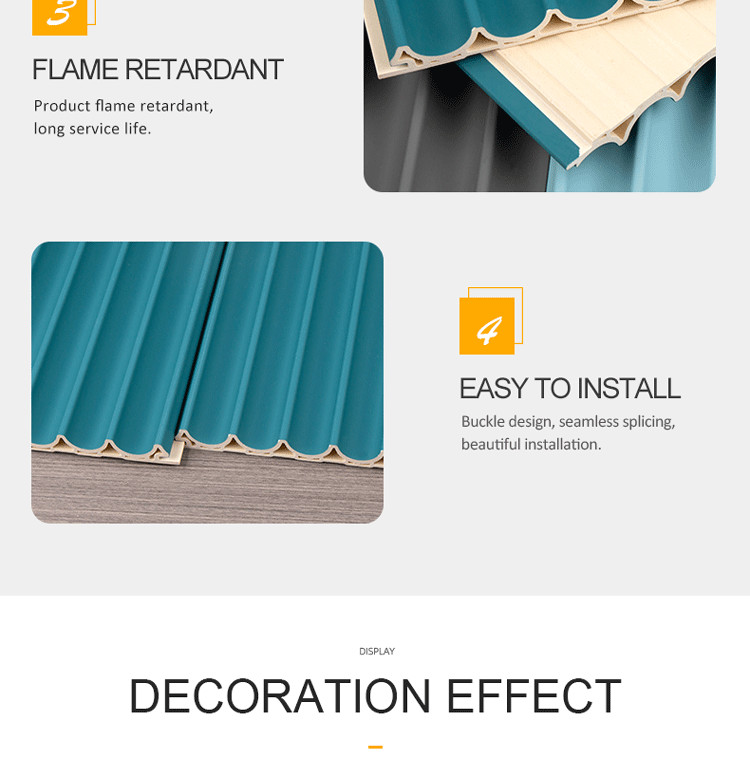 Decorative 3D WPC Wooden Ceiling Outdoor 15mm Round Grille Panel