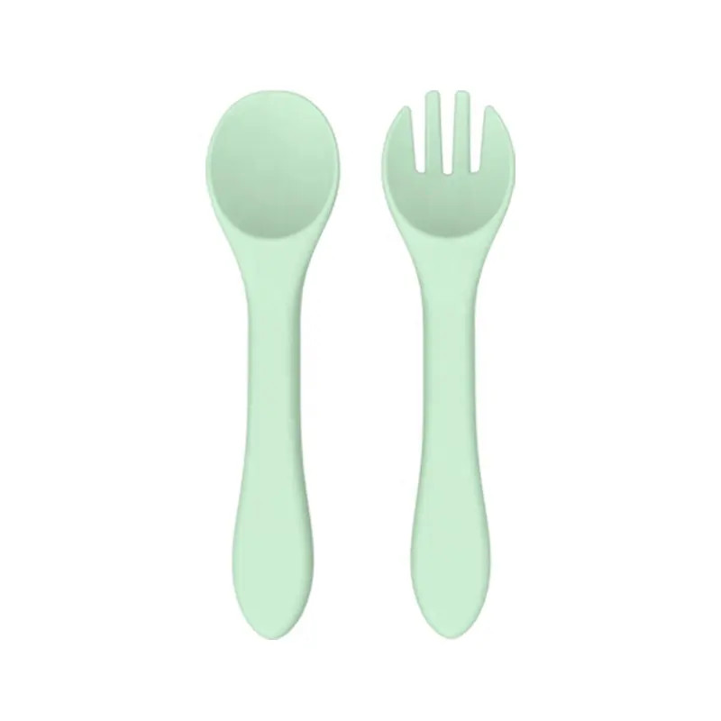 Baby Nontoxic Silicone Kitchen Product Fork And Spoon Practical