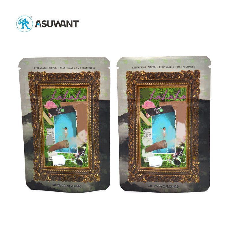 Custom Printed Smell Proof Zipper Bags MOPP PET PE Material For Weed Smoke Cigar