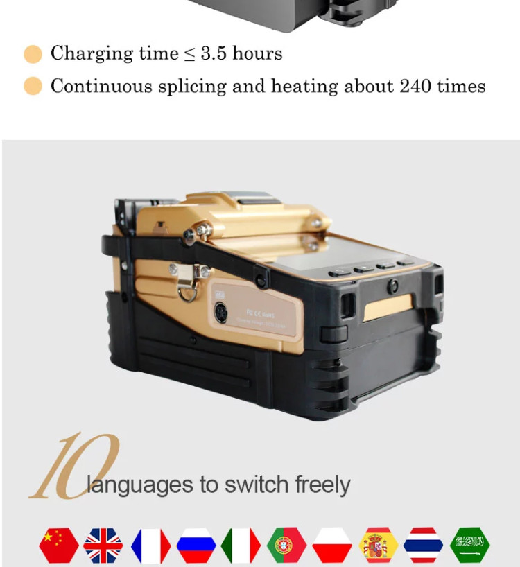 6 motor Fiber Optic Fusion Splicer for SM MM Bare Pigtail