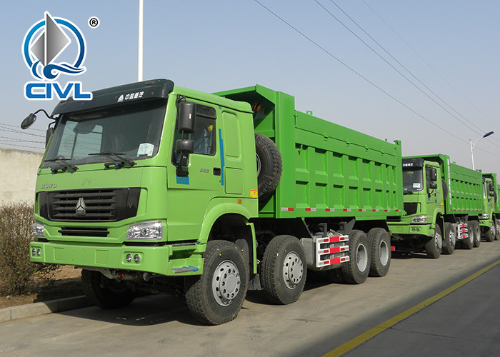 Heavy Load Dump Truck 8X4 With 420 HP Engine 60 Tons Green Color dump truck