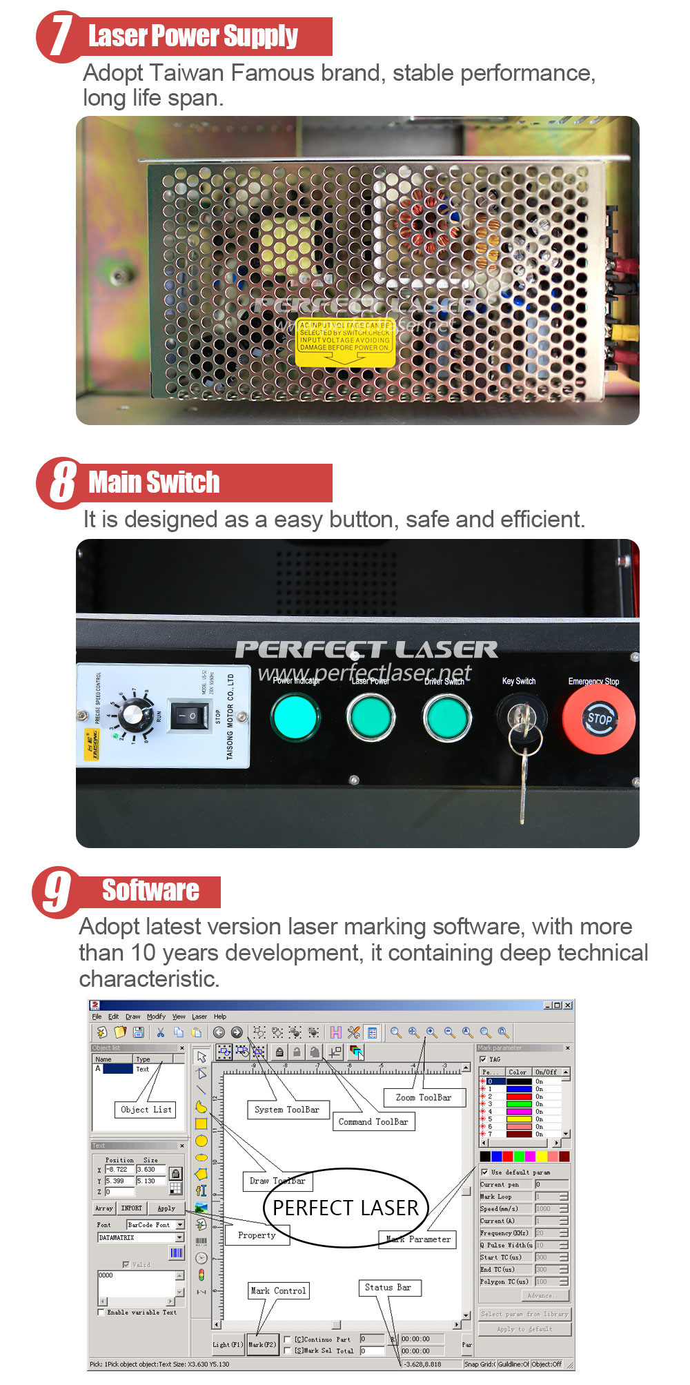 Graphic Text Bar Code Laser Imprinting Machine 20W - 100W Air Cooled Fully Enclosed