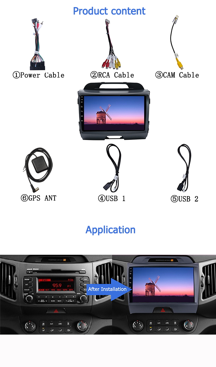 Wifi Gps 9 Inch Android Car Radio For KIA Sportage 2009-2015 Car Screen