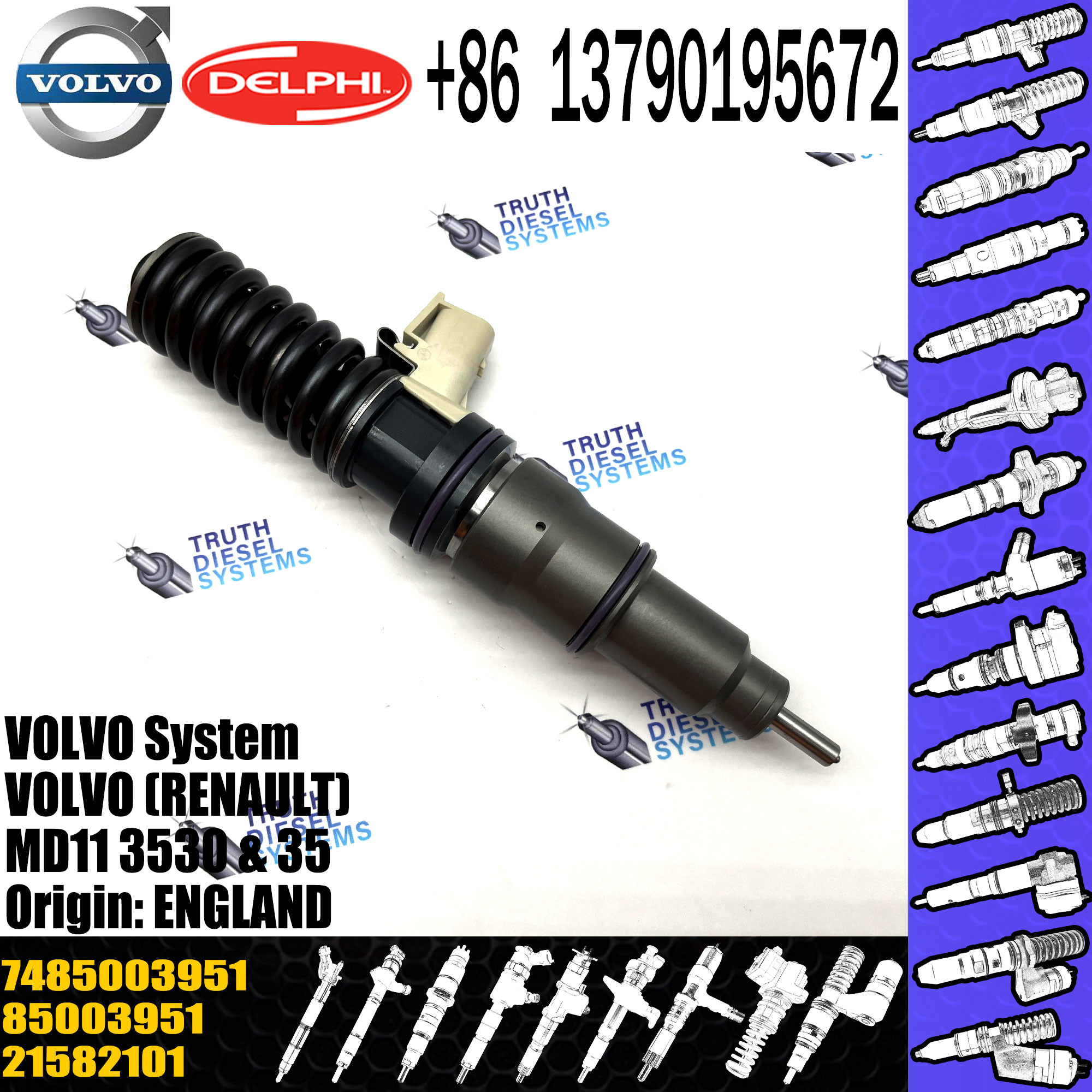 Injector BEBE4D37001 7421644602 7485003951 7421582101 20747787 21644602 85003951 21582101 for VOL MD11 Engine