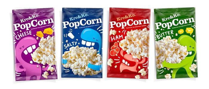 Three side laminated popcorn snack packaging bag with custom logo