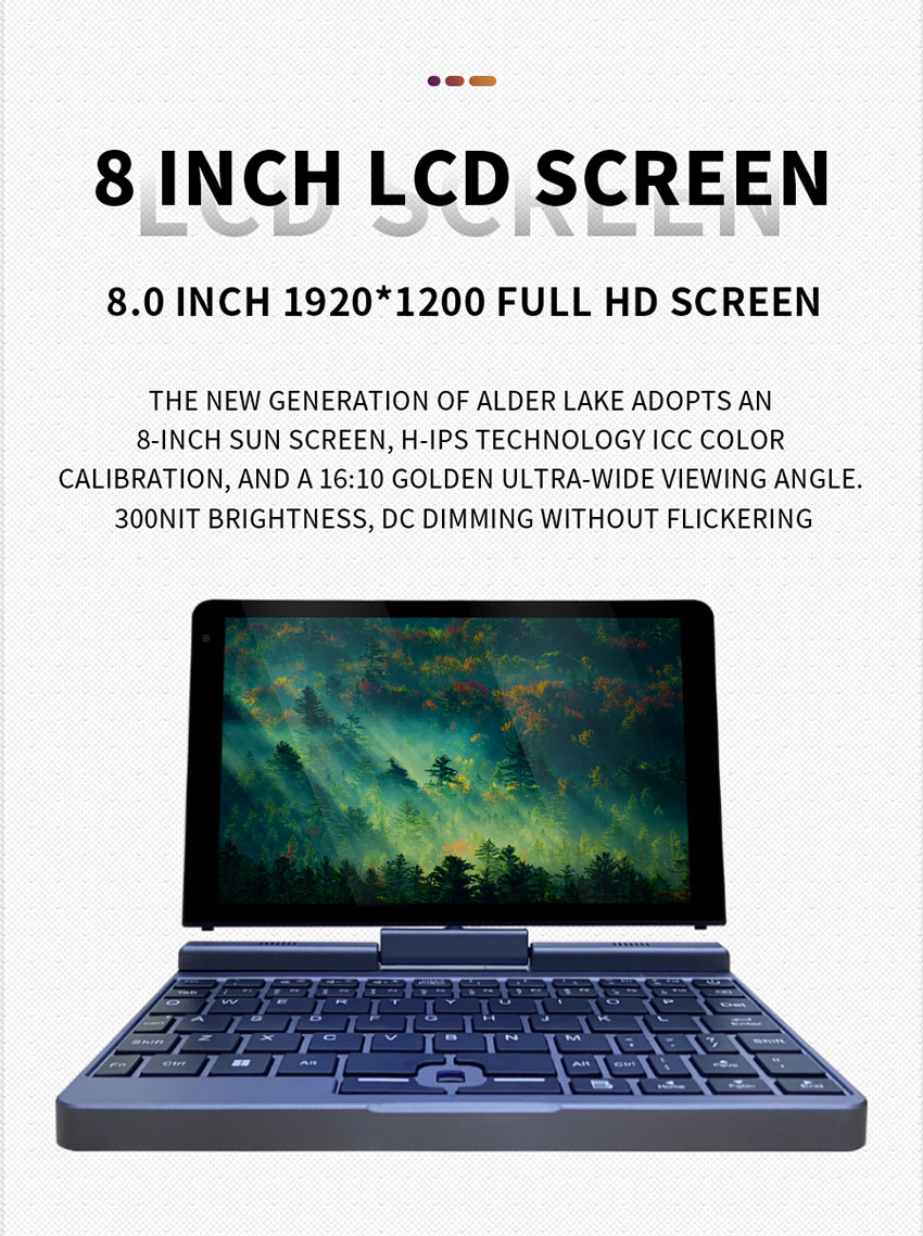 Private Mold 8 Inch Silver Touch Screen Mini Laptop N100 12GB RAM 1TB SSD for Business