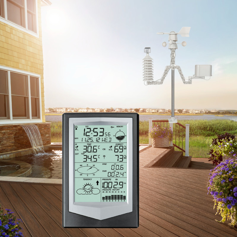 6 In 1 Solar Weather Station Displays Rainfall And Wind Speed With Wireless Connectivity