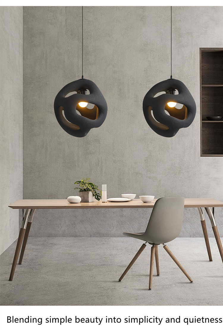 Nordic Handmade Wabi Sabi Restaurant LED Chandelier Japan Style Indoor Black Loft Hanging Light(WH-VP-172)