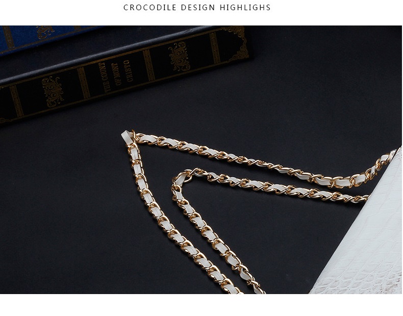 Luxury Genuine Crocodile Belly Skin Gold Hardware Lady Evening Flap Purse Alligator Leather Women Single Shoulder Bag