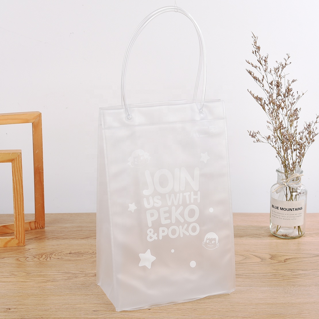 Plastic Pink Green Clear PVC Tote Bag For Sale Clear Beach Tote