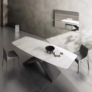  Ceramic Marble Dining Table With X-Steel Base Dining Table Manufactures