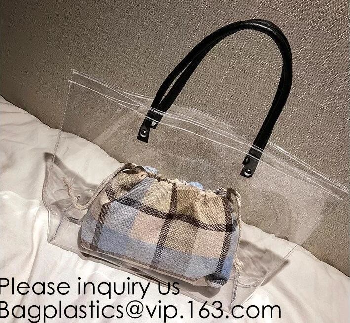 Stadium Approved Environmentally New Clear Tote PVC Shoulder Transparent Shopping Bag,Recycled Clear Pvc Shopping Tote B