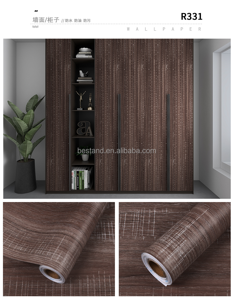 Removable Wood Wall Paper with Mildewproof Feature Peel and Stick Self-Adhesive Vinyl Wood Texture Decorative Wallpaper