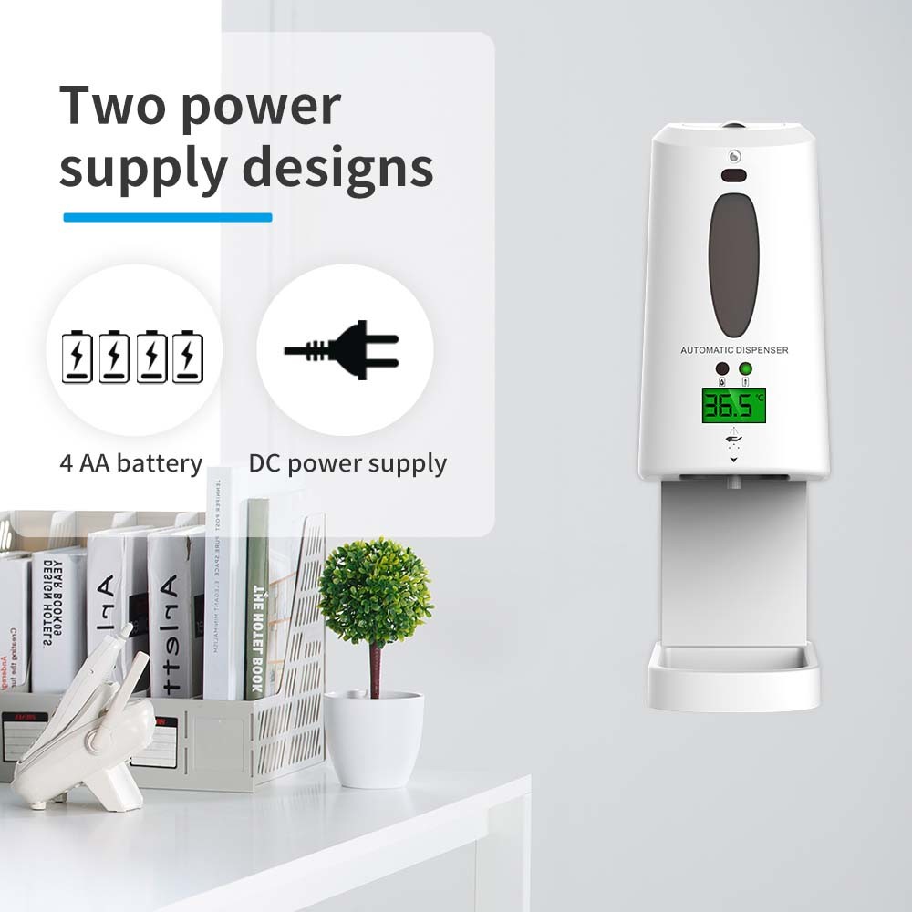 White 1300ml Touchless Hand Sanitizer Dispenser Temperature Measuring