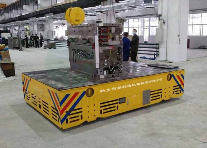 25t trackless flat transfer cart on cement floor with polyurethane wheel