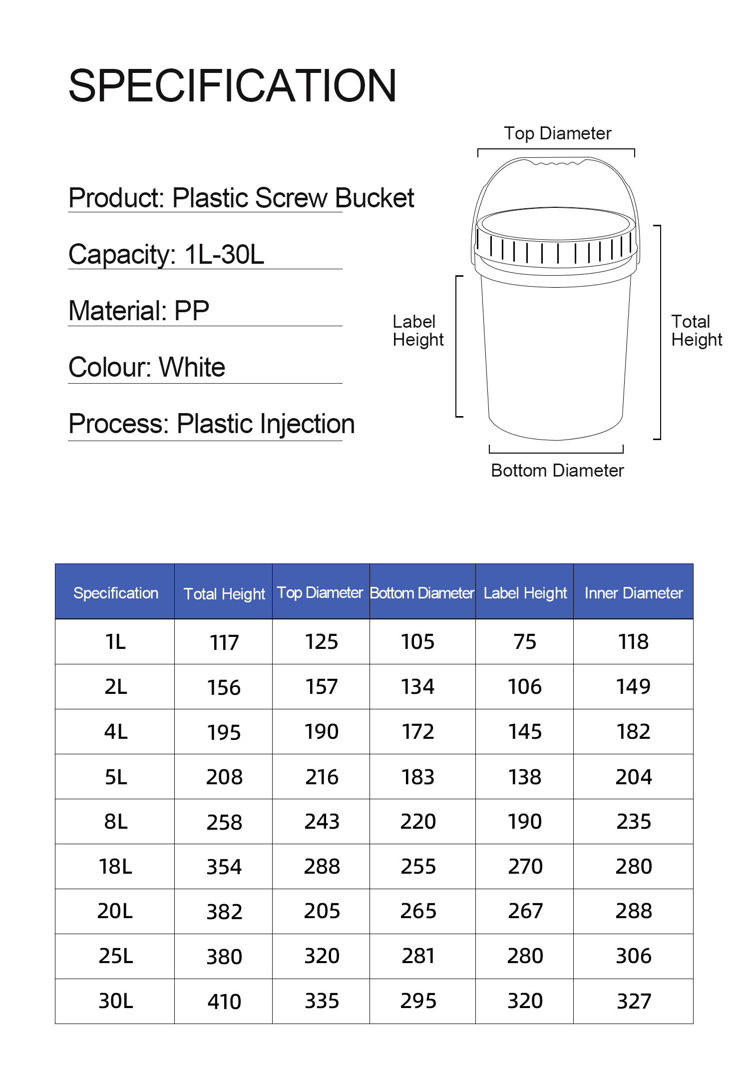 General Packaging 5L Food Grade PP Storage Container Plastic Bucket With Screw Lid Handle
