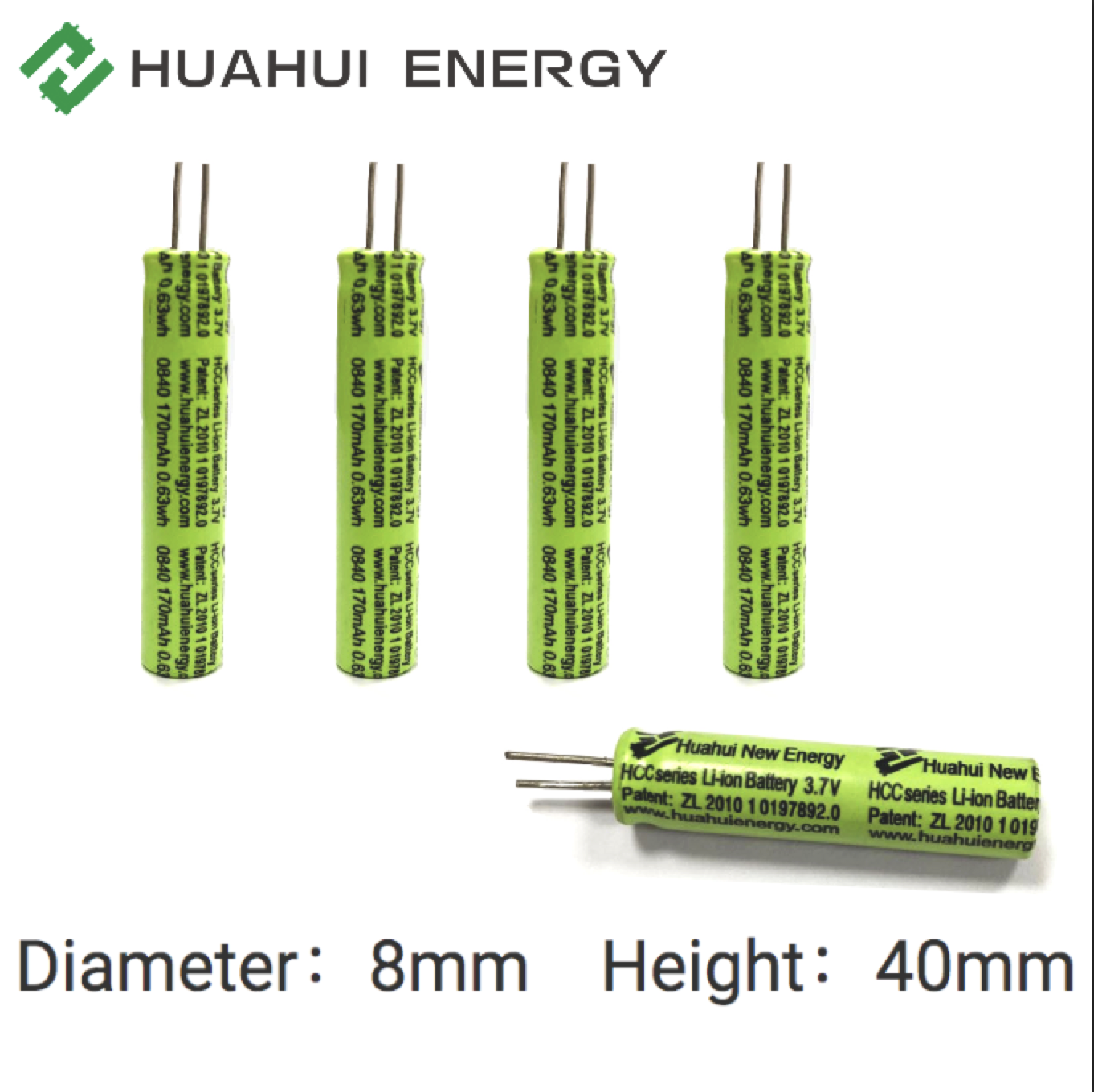 3.7V Lithium Cylindrical Cells 0840 170mAh Li Ion Super Capacitor Battery For Earphone