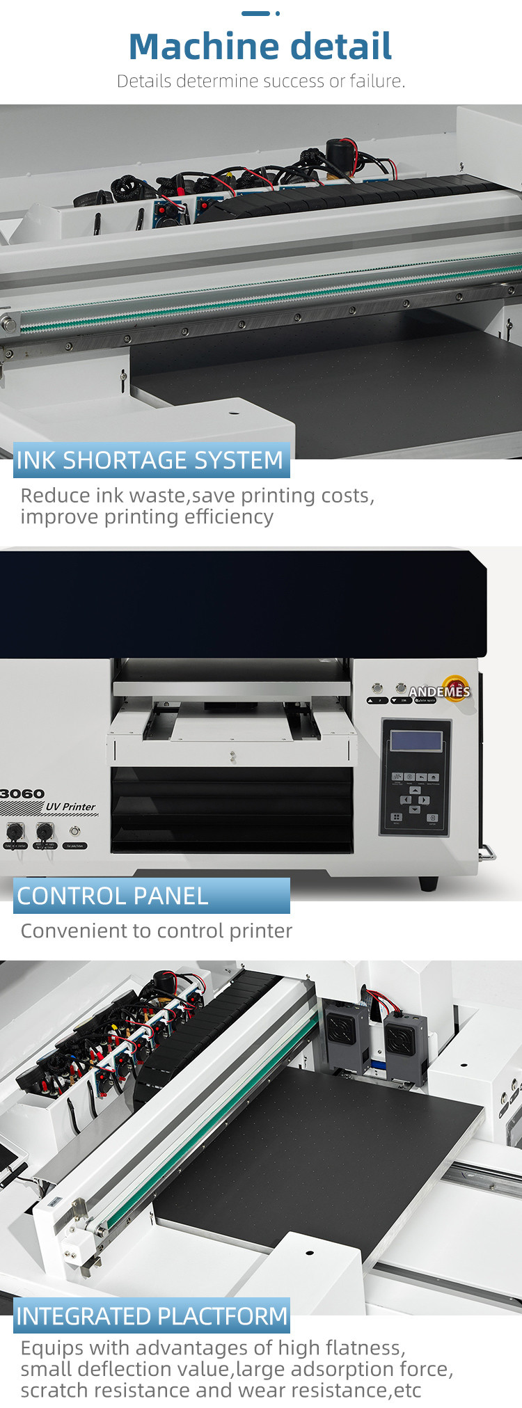 A3 30cm Xp600 CMYK White Varnish UV Flatbed Printer With Miantop Software