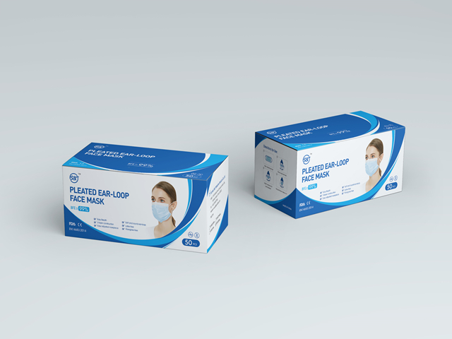 S&J "Secure+" Disposable Face Mask in Lavender Medical Grade ASTM F2100 LEVEL1 Extended Coverage Secure Fit 4 Pleats Double Wire