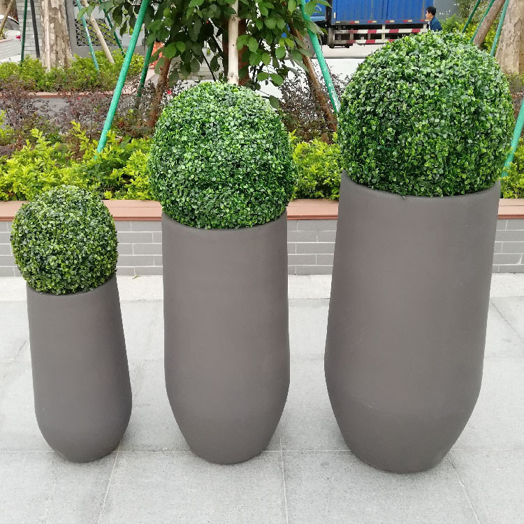 Frost Resistant Round Shape Fiber Clay Planter For Hotel