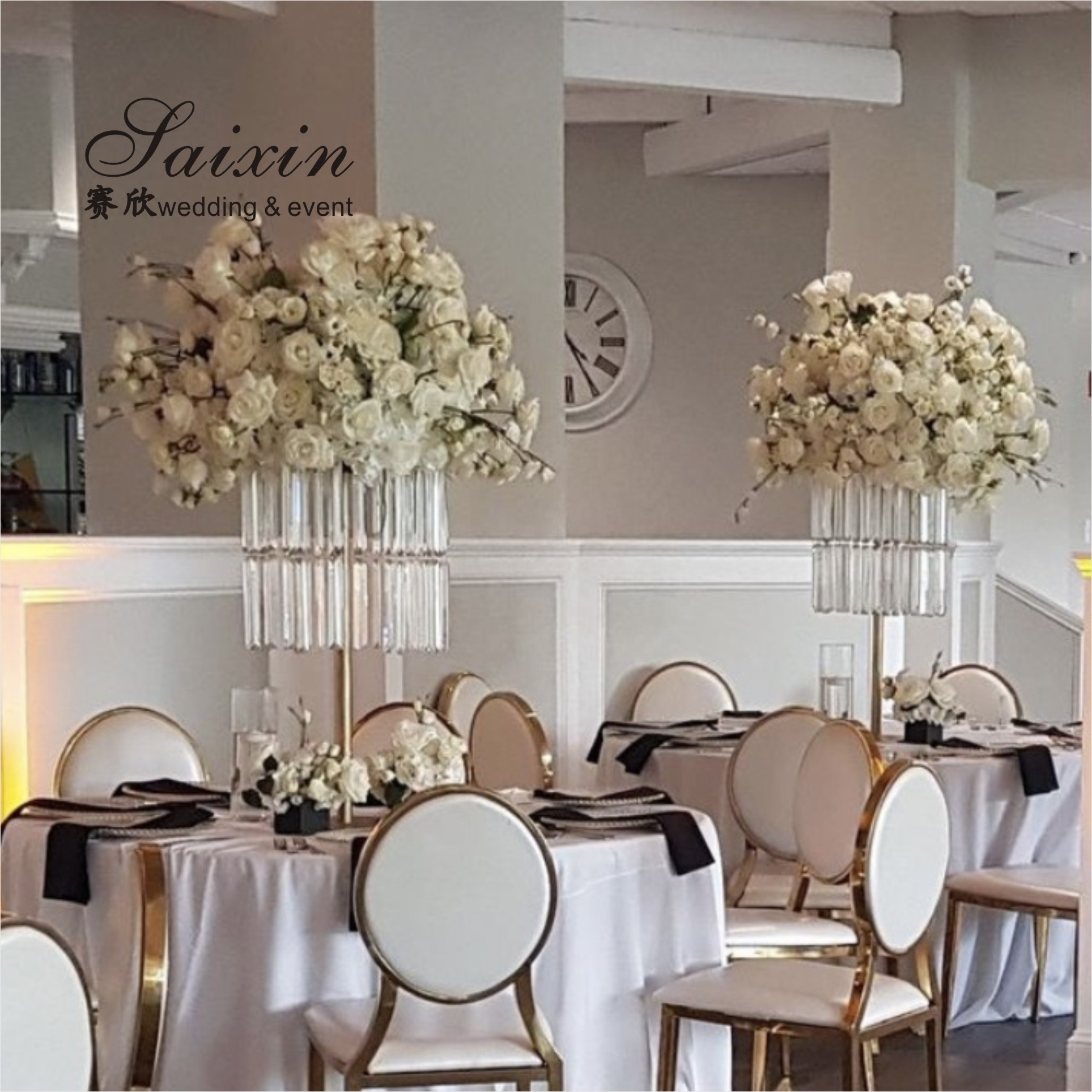 Wholesale Brilliant Gold Rim Glass Vase For Table Home Decoration Creative Wedding Party