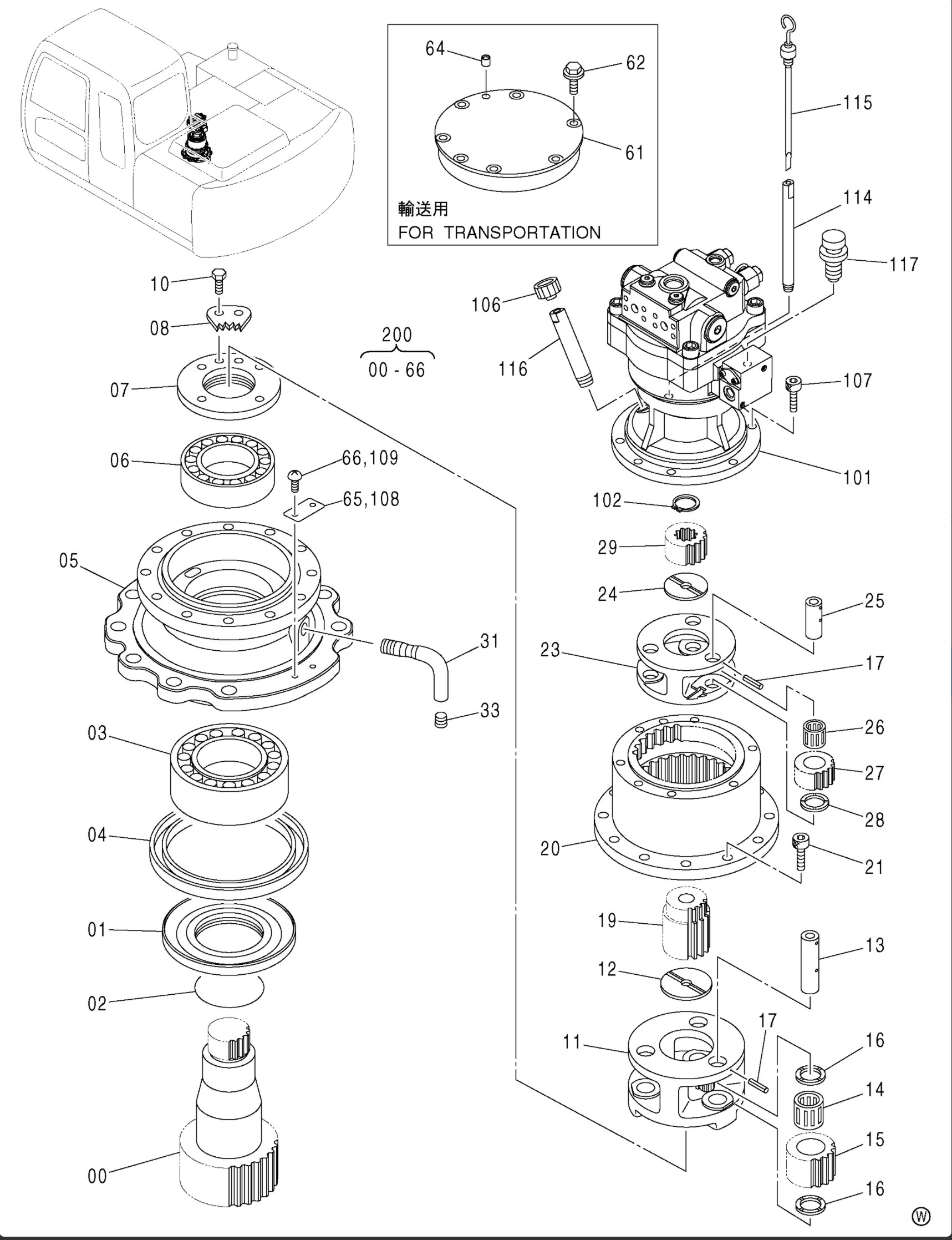 TGFQ Parts Excavator Gearbox Swing Reduction Assy For ZX120 ZX110M