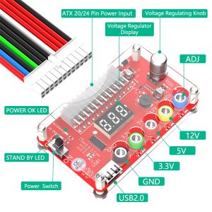 Acrylic ATX Power Supply Breakout Adapter Board ADJ Adjustable 3.3V