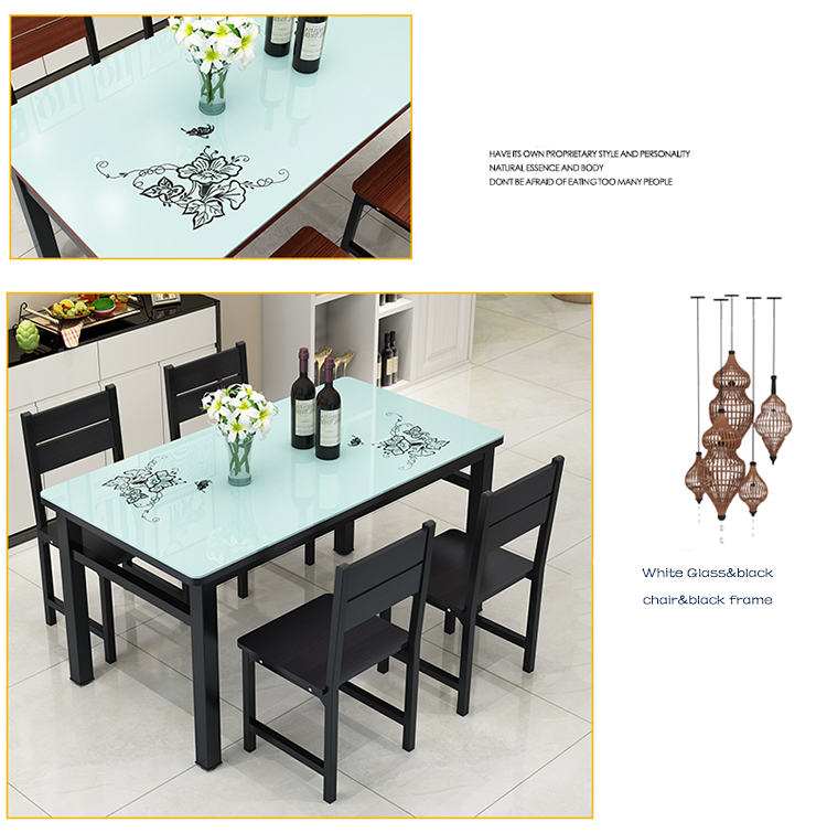 Durable Rectangular Glass Dining Table 4 Seater For Family Indoor Decoration