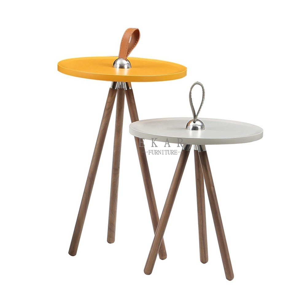 Modern Design Colorful Round Wooden Legs Side Table Set
