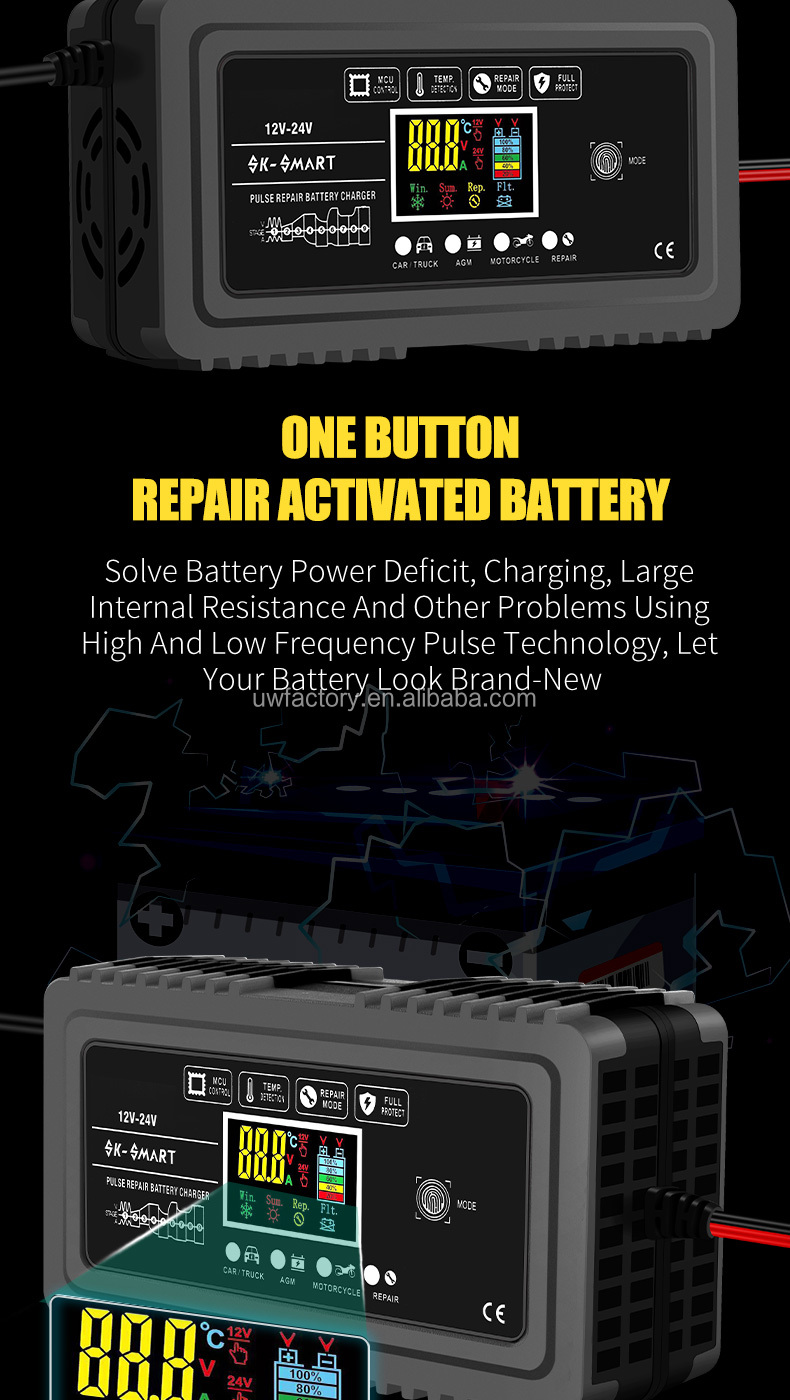 Electric Vehicle Lead Acid Battery Charger 12V 10A 24V 5A for Scooters and E-bikes Connector Current Protection