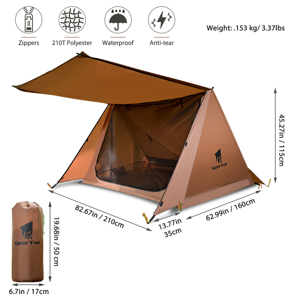 Breathable Lightweight 2 Man 1.53kg Survival Gear Tent