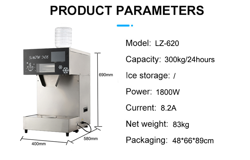 KK Compressor Water Cooling 300kg Per Day LZ-620 Snow Ice Making Machine in Philippines