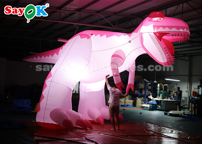 4m Pink Inflatable Dinosaur For Festive Decoration Damp Proof High Air Tightness