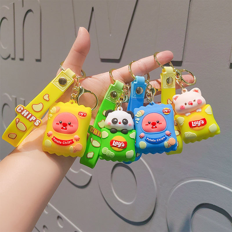 Panda Custom Keychain Charms For Girls Kids , Rubber Animal Purse Backpack Charm Pendant